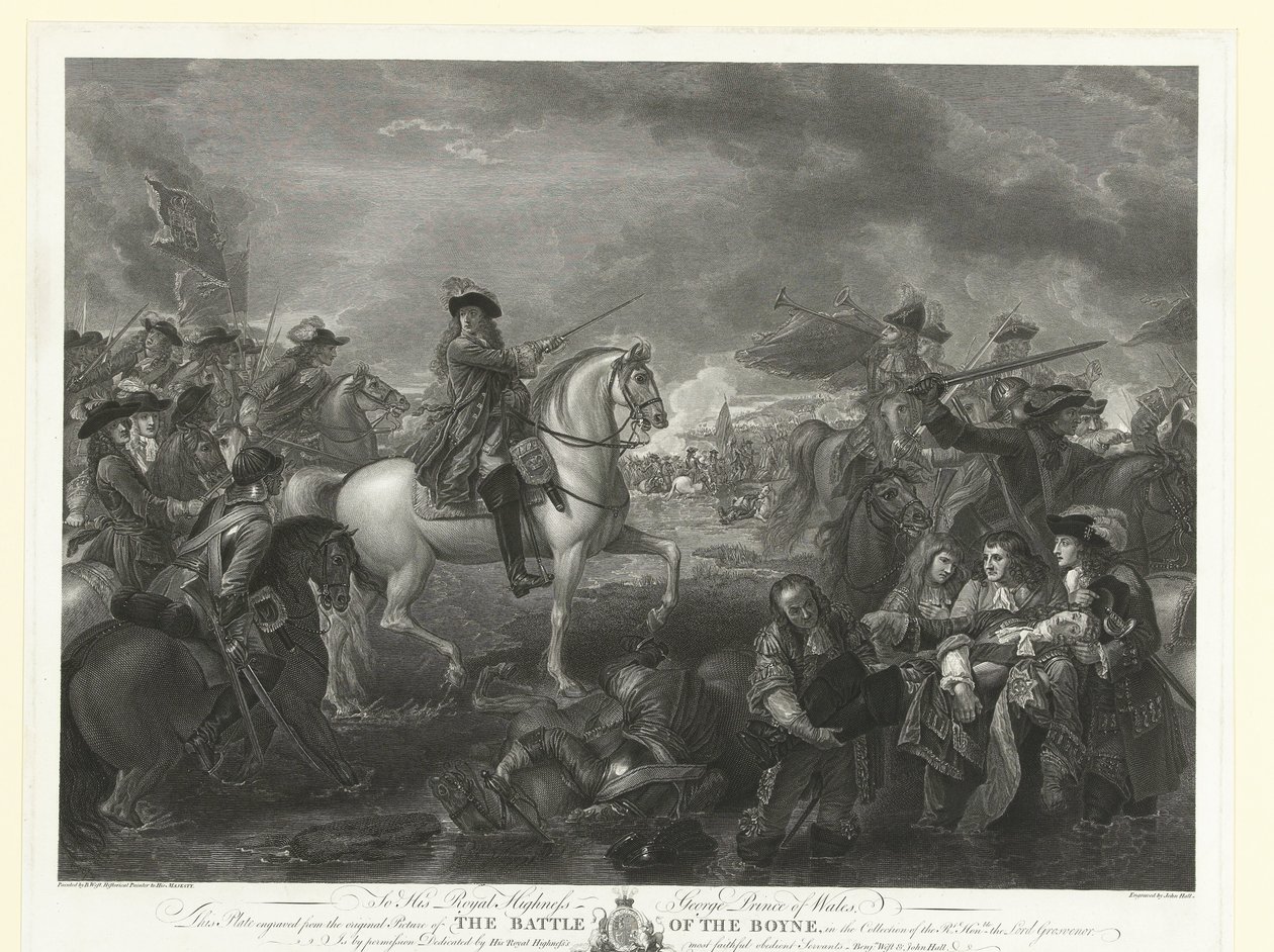 Král Vilém III v bitvě u Boyne, 1690 The Battle of the Boyne (název na předmětu) od John Hall