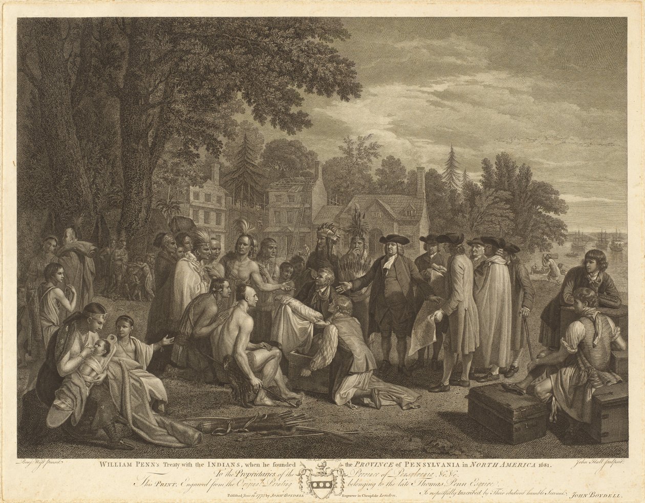Smlouva Williama Penna s Indiány od John Hall after Benjamin West
