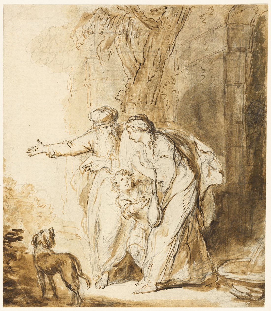 Abraham posílá pryč Hagar a Izmaela od John Hamilton Mortimer