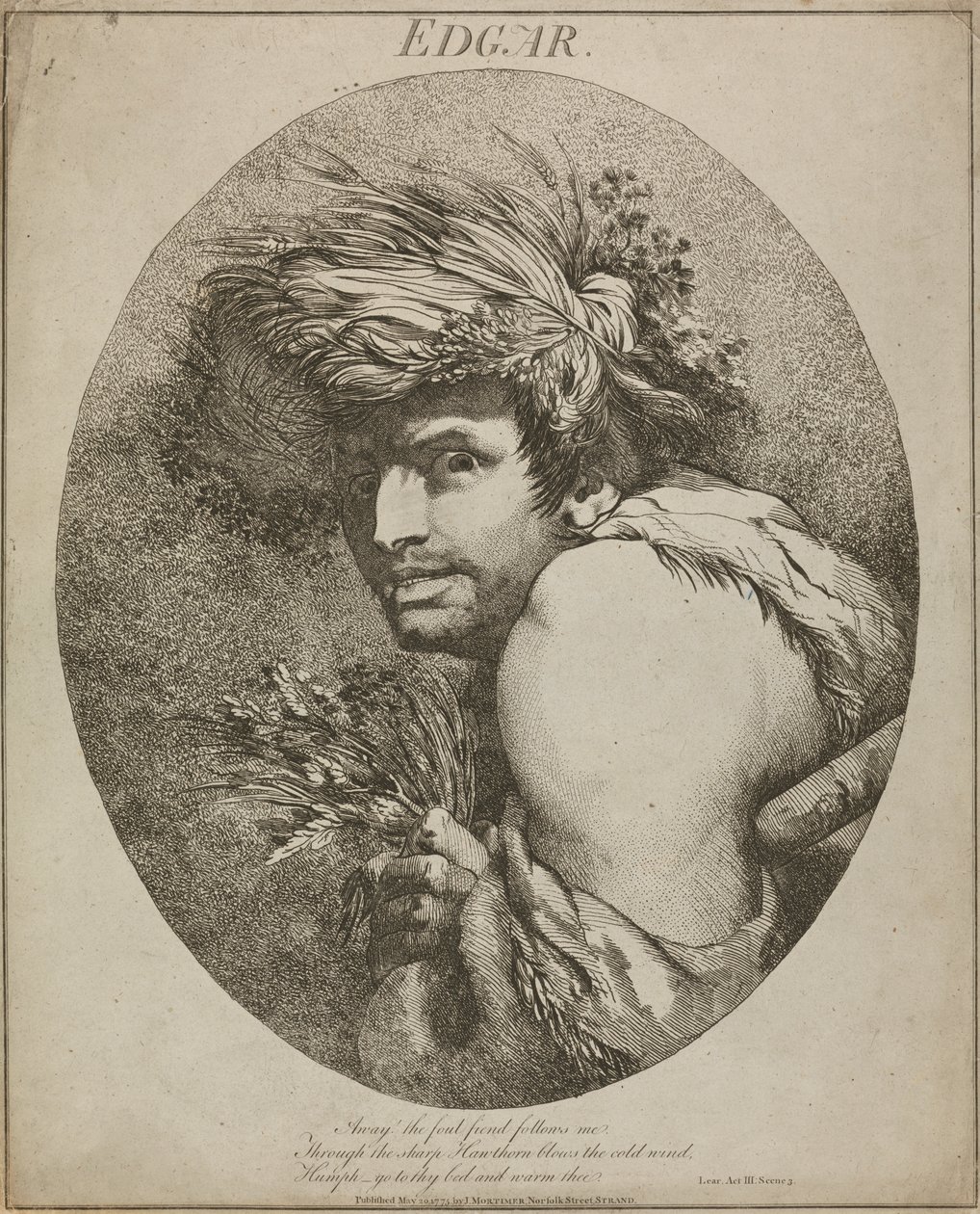 Edgar, "Král Lear", dějství III, scéna III od John Hamilton Mortimer
