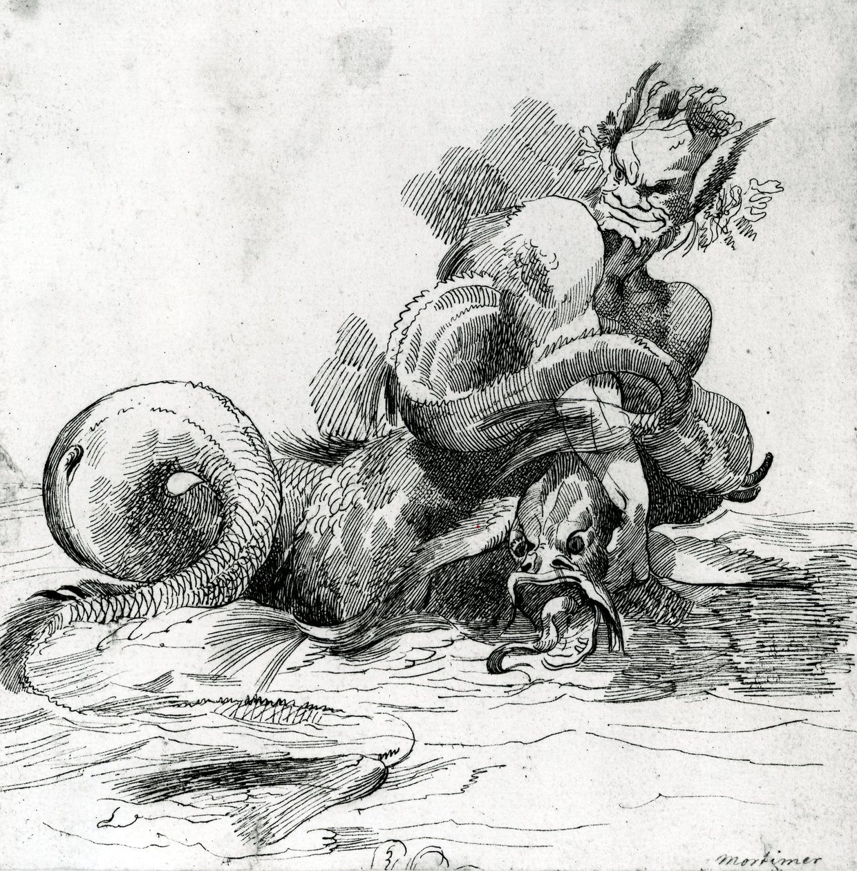 Ilustrace mořské příšery, 18. století od John Hamilton Mortimer