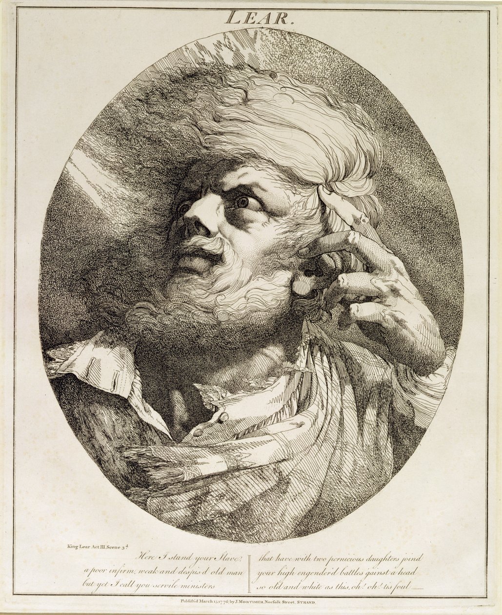 Lear, z Krále Leara, dějství III, scéna 3, 1776 od John Hamilton Mortimer