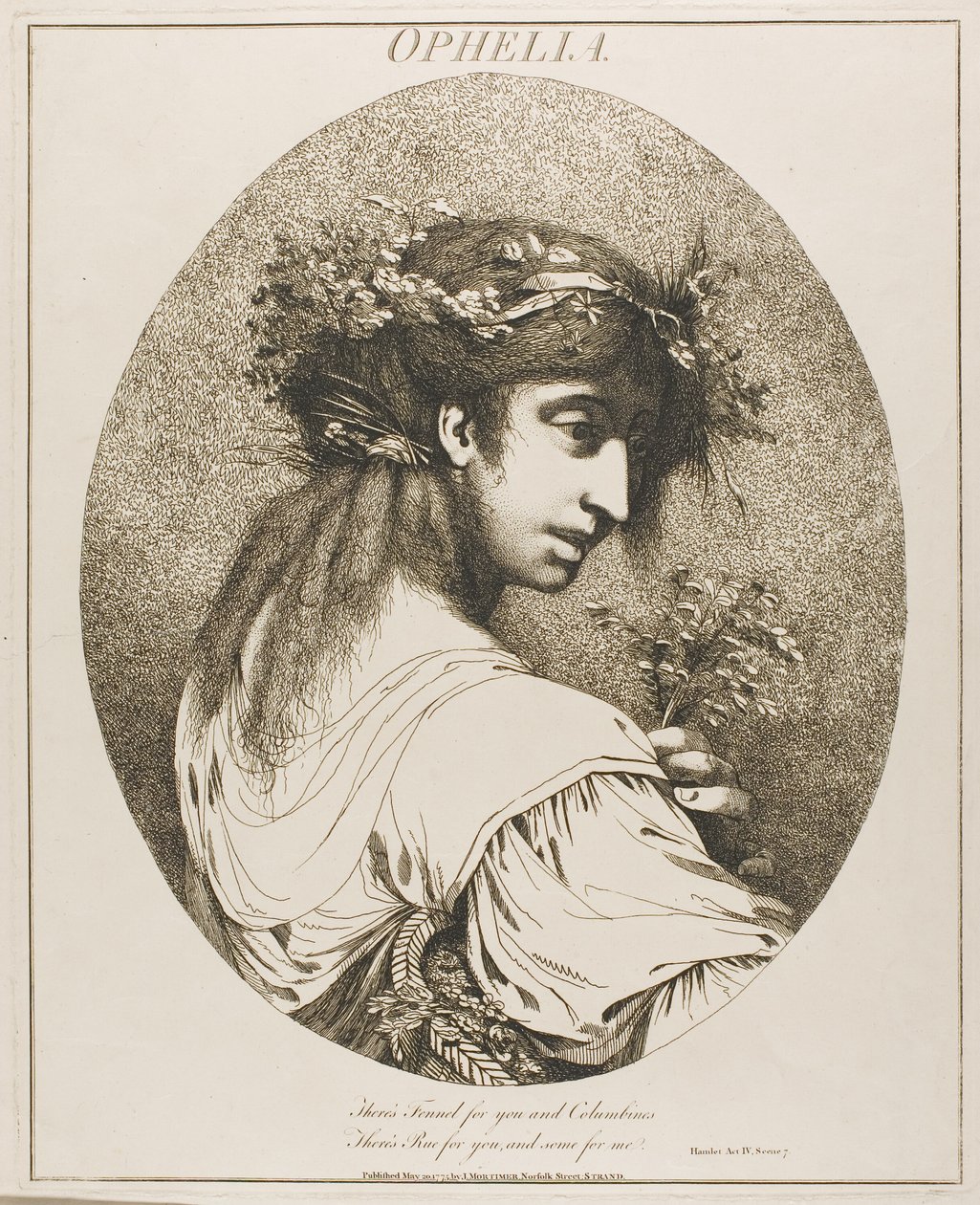 Ofélie, z Dvanácti postav ze Shakespeara od John Hamilton Mortimer