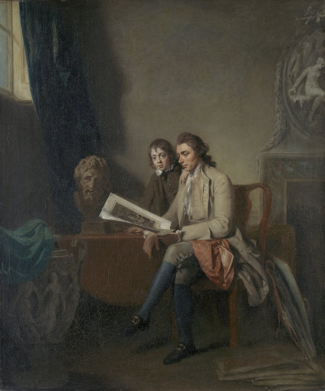 Portrét muže a chlapce při pohledu na tisky, c.1765-70 od John Hamilton Mortimer