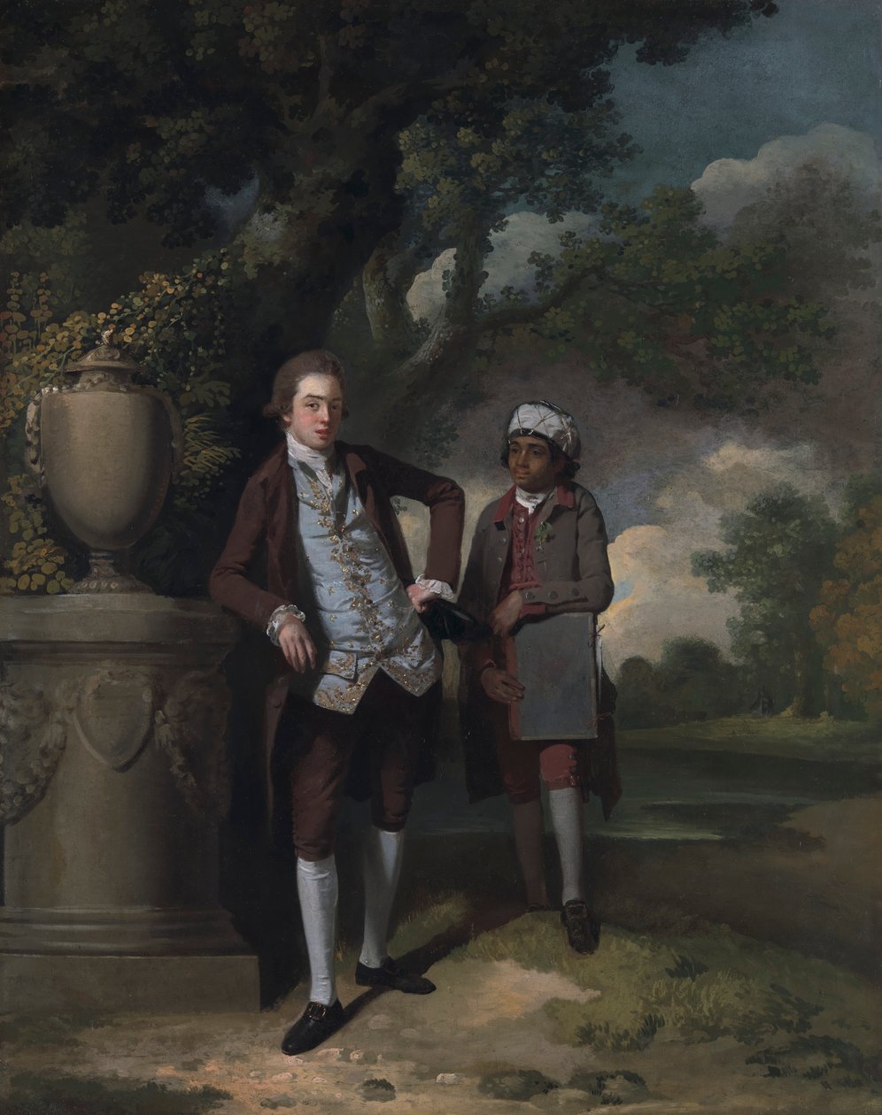 Portrét muže a průvodce nesoucího portfolio od John Hamilton Mortimer