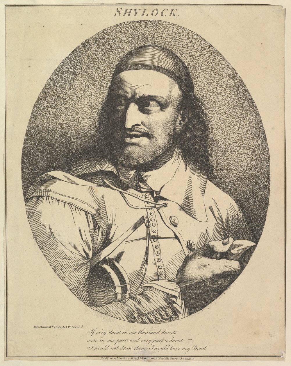 Shylock Dvanáct postav ze Shakespeara, 15. března 1776. od John Hamilton Mortimer