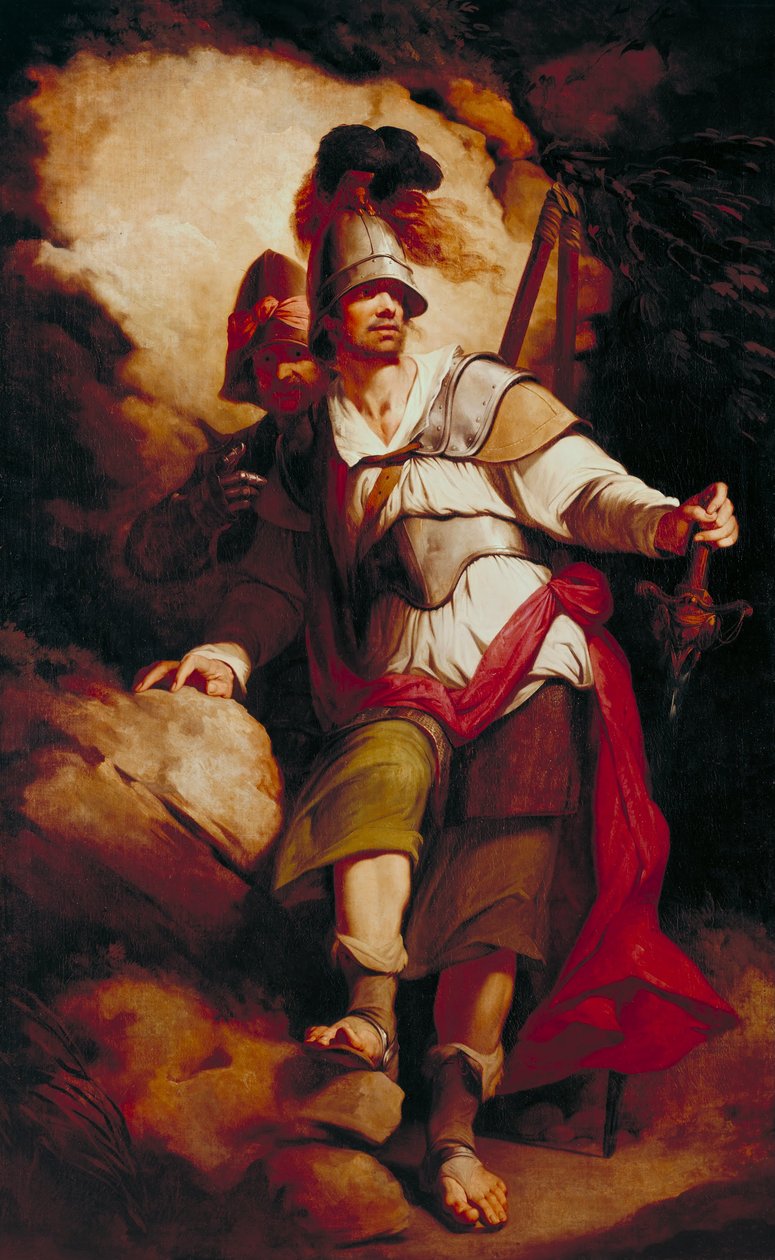 Sir Arthegal, rytíř spravedlnosti, s Talusem, železným mužem (ze Spenserovy „Královny víl“) od John Hamilton Mortimer