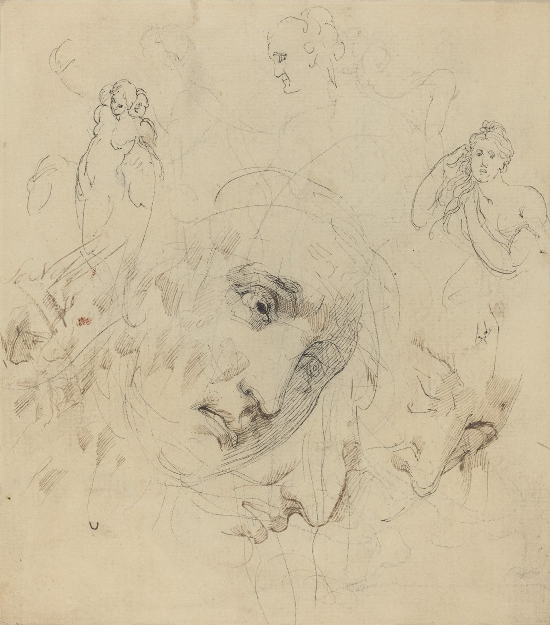 Studie s centrální ženskou tváří od John Hamilton Mortimer