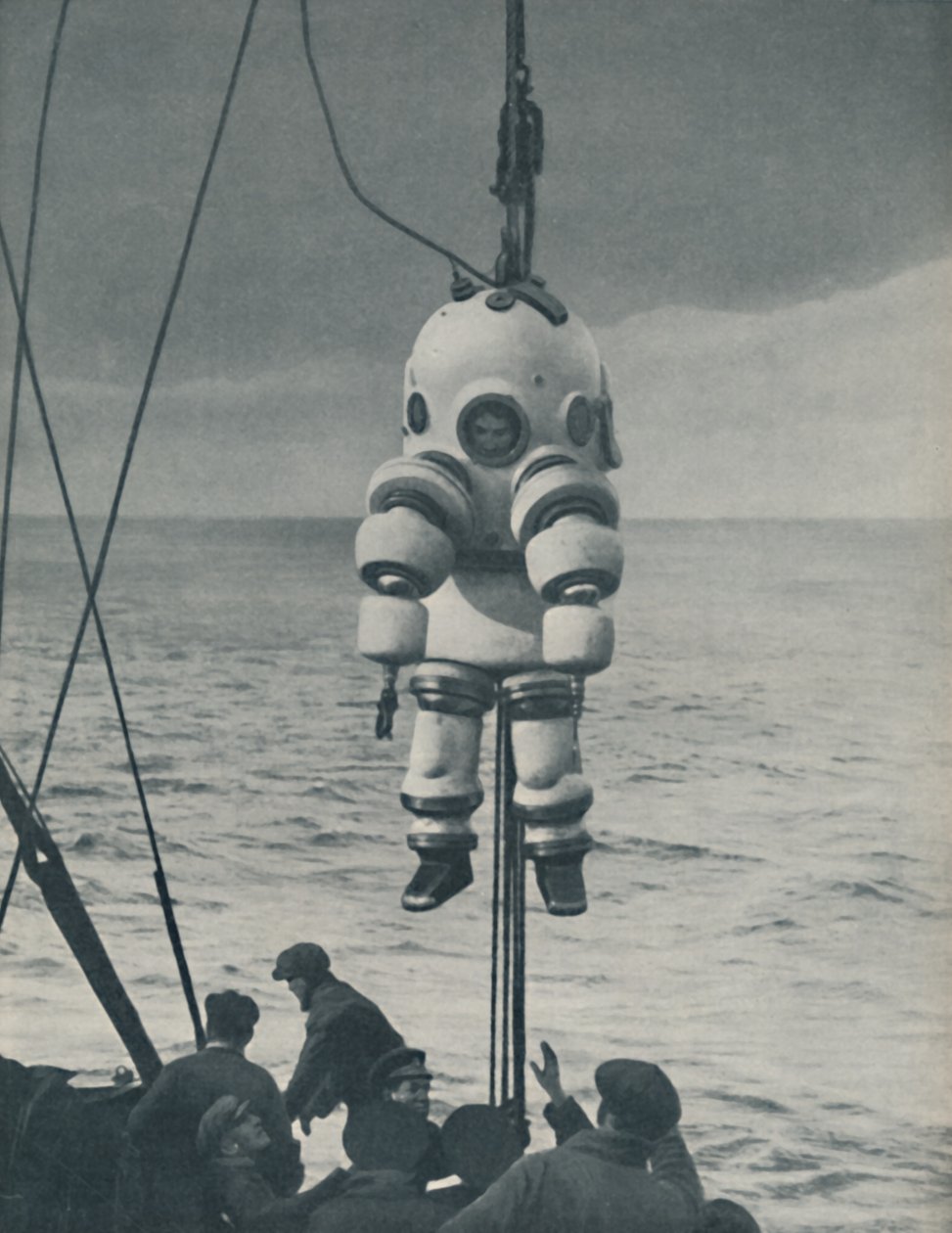 Věčný boj proti moři: Obrněné pouzdro pro hlubinného potápěče, c1935 od John Hammerton