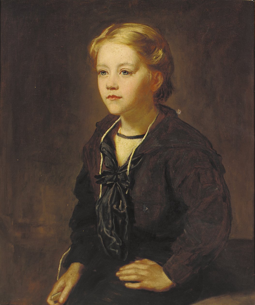 Portrét Lewina Edwarda Cadogana, sedícího tříčtvrteční délky, v námořnickém obleku (olej na plátně) od John Hanson Walker