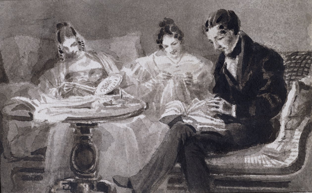 Večer doma (pero a inkoust na papíře) od John Harden