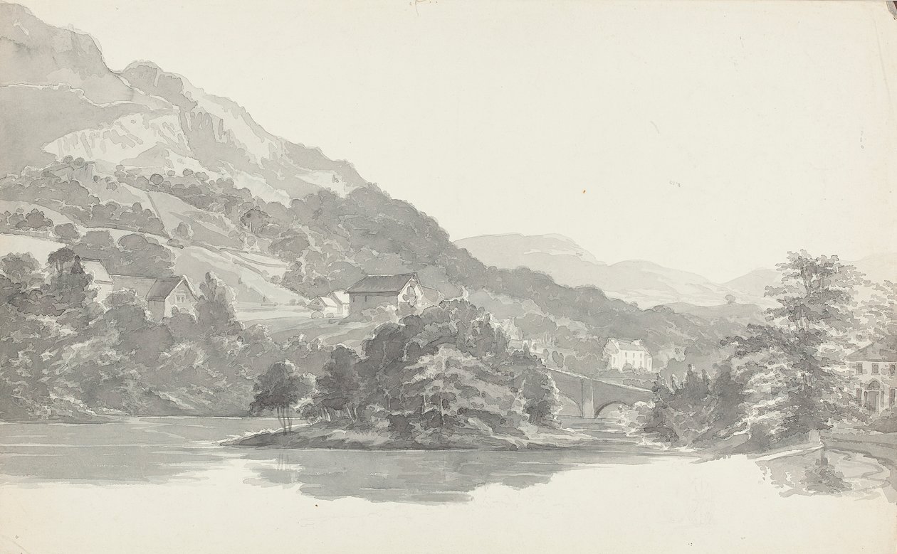 Bridge, Lake District, Cumbria (wc na papíře) od John Harden