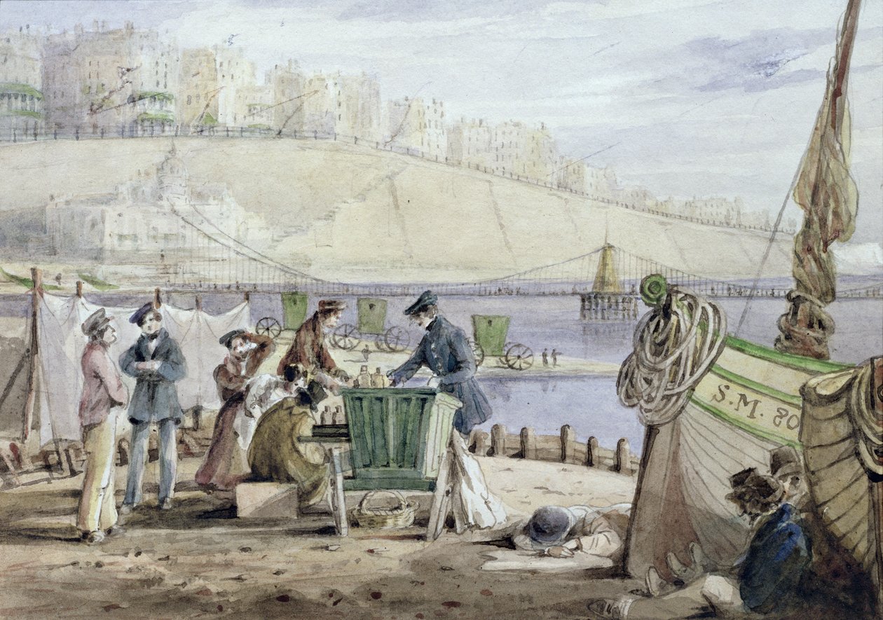 Brighton Beach, Sussex, 1844 (wc na papíře) od John Harden