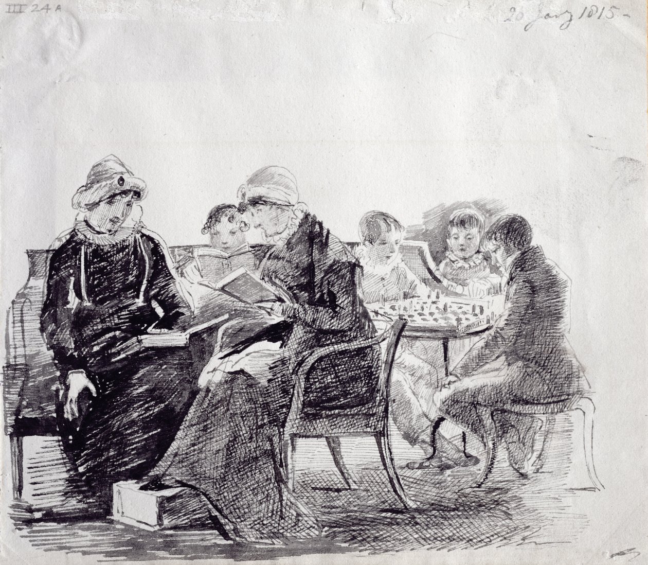Koncentrace, 1815 (pero a inkoust na papíře) od John Harden