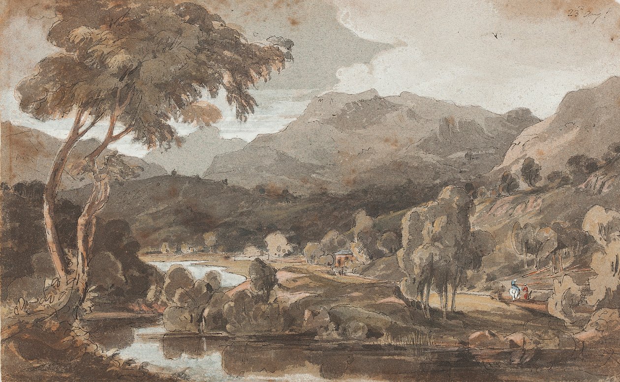 Elter Water, Lake District, Cumbria (čb na papíře) od John Harden