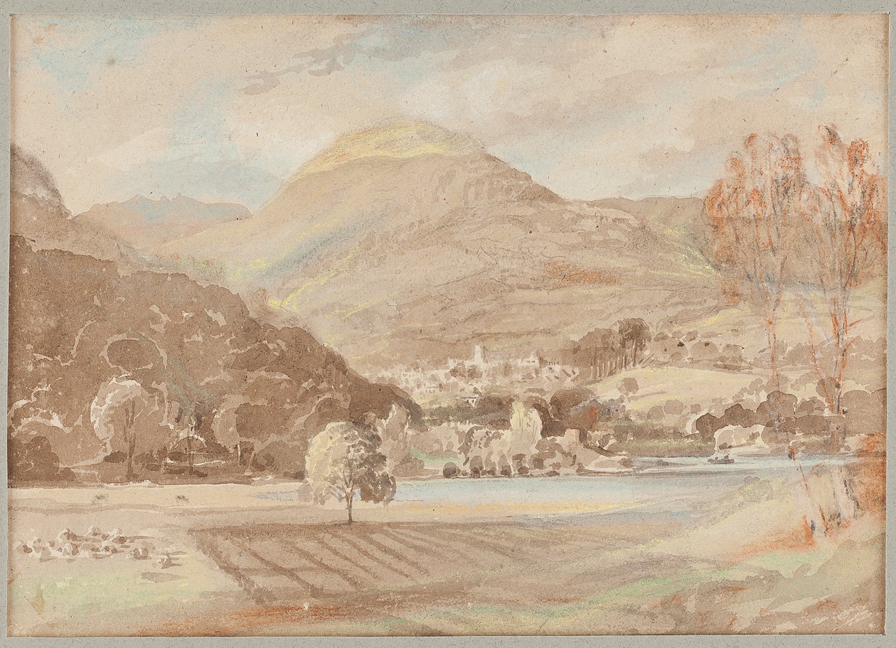 Pole mimo Brathay, 1812 (wc na papíře) od John Harden