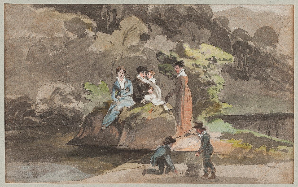 Skupina u vody, 1810 (wc na papíře) od John Harden
