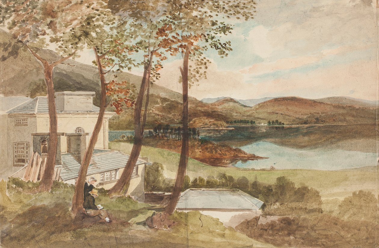 Hall and Windermere, Lake District, Cumbria (wc na papíře) od John Harden