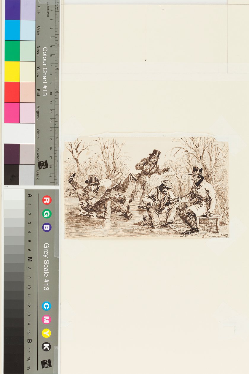 Bruslení, 6. ledna 1847 (pero a inkoust na papíře) od John Harden