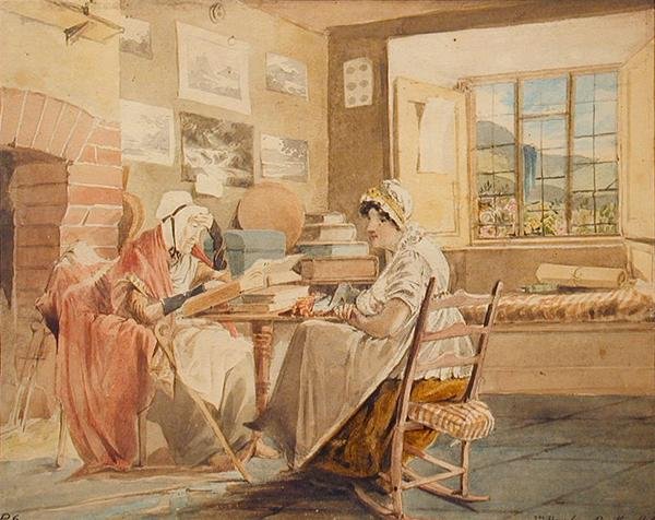 Interiér, Brathay Hall (akvarel na papíře) od John Harden