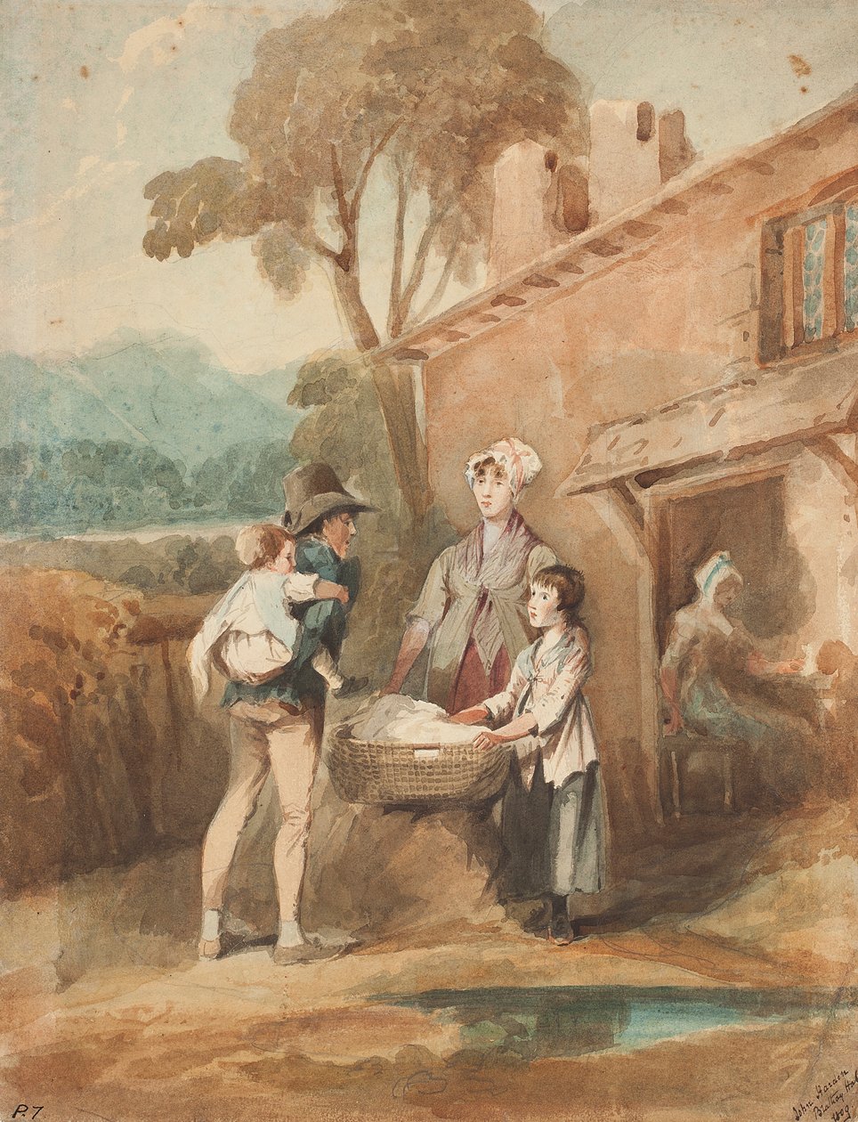 Prádelna, 1809 (čb na papíře) od John Harden