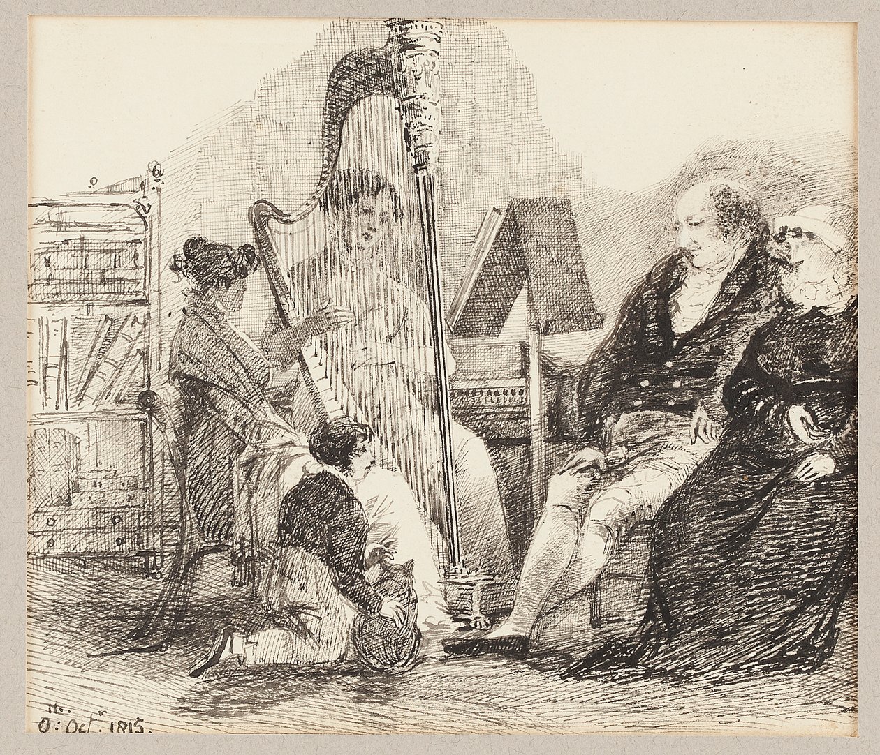 Hraní hudby na harfu, 1815 od John Harden