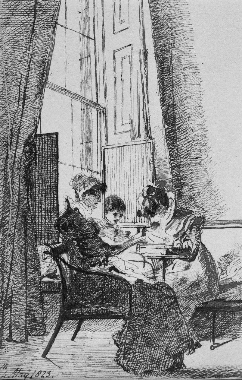 Tři ženy v gruzínském interiéru, 24. května 1823 (pero a inkoust na papíře) od John Harden