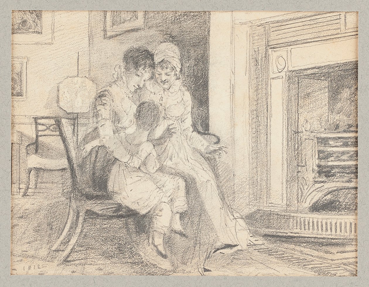 Tři u ohně, s Johnem W ve věku 3, 1812 od John Harden