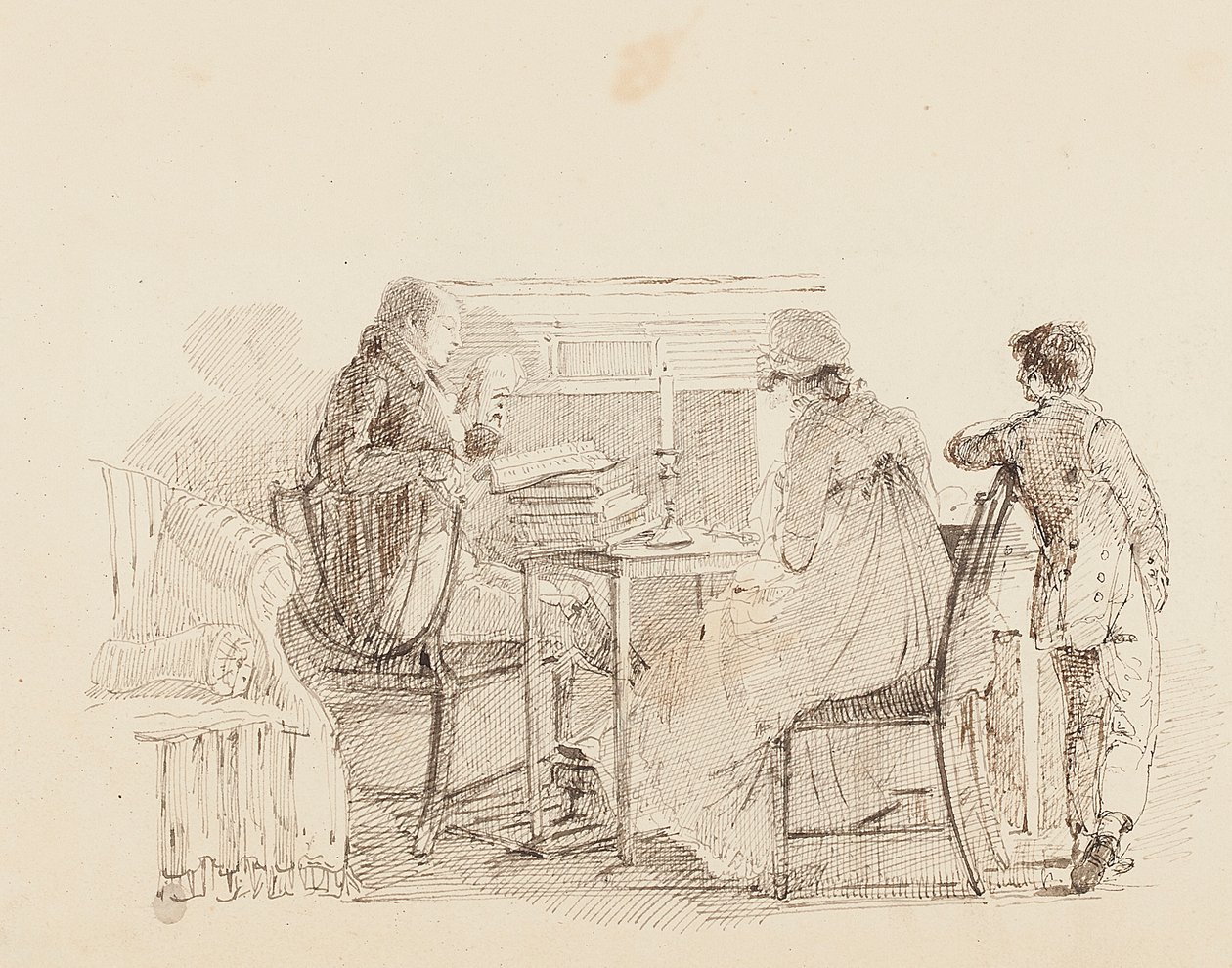 Tři u krbu, 1805 od John Harden