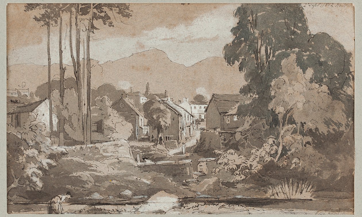 Pohled na východ do Ambleside, 1812 (wc na papíře) od John Harden