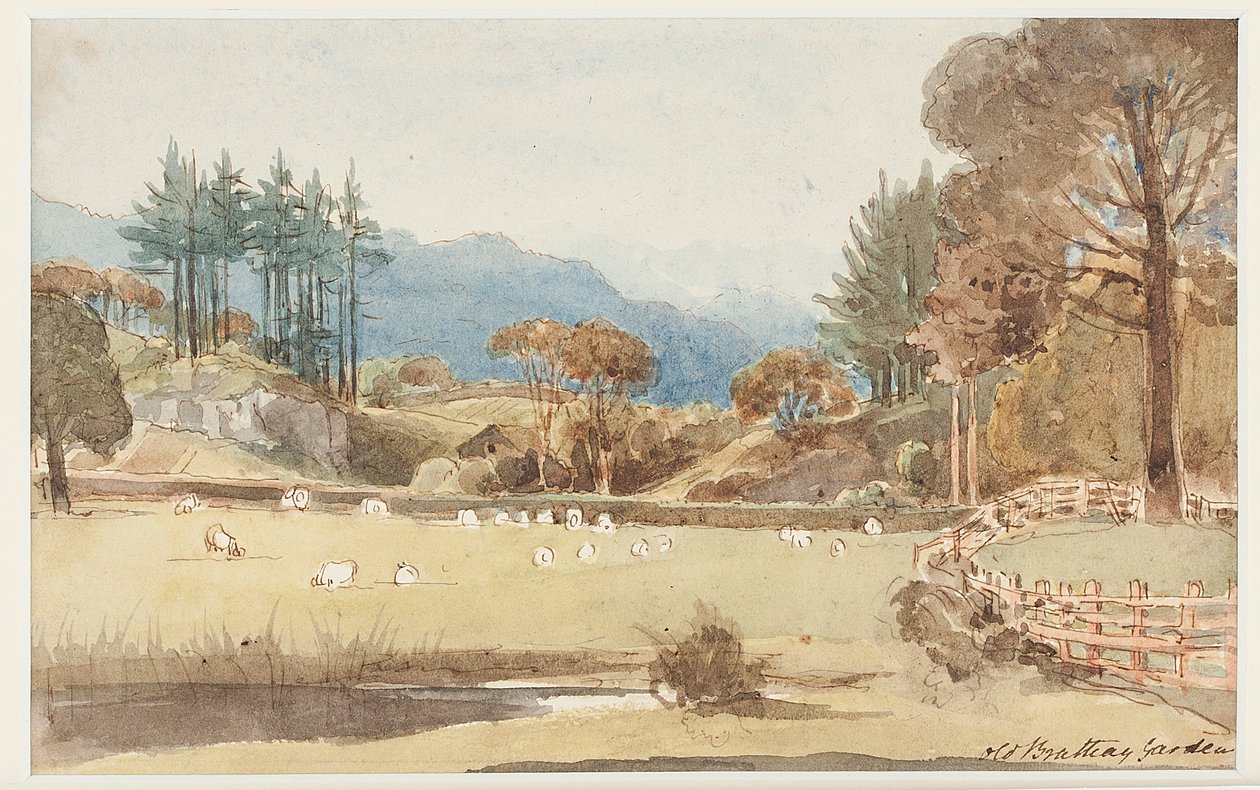 Pohled na Langdale, Lake District, Cumbria, 1831 (wc na papíře) od John Harden