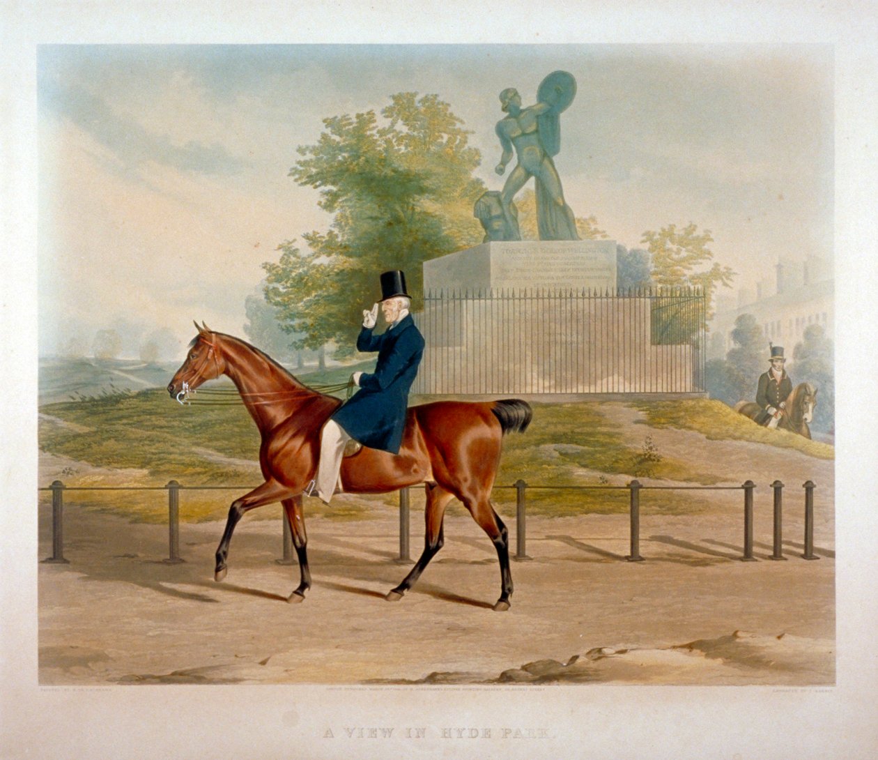 Vévoda z Wellingtonu projížděl kolem Achillovy sochy v Hyde Parku, Londýn, 1844. od John Harris
