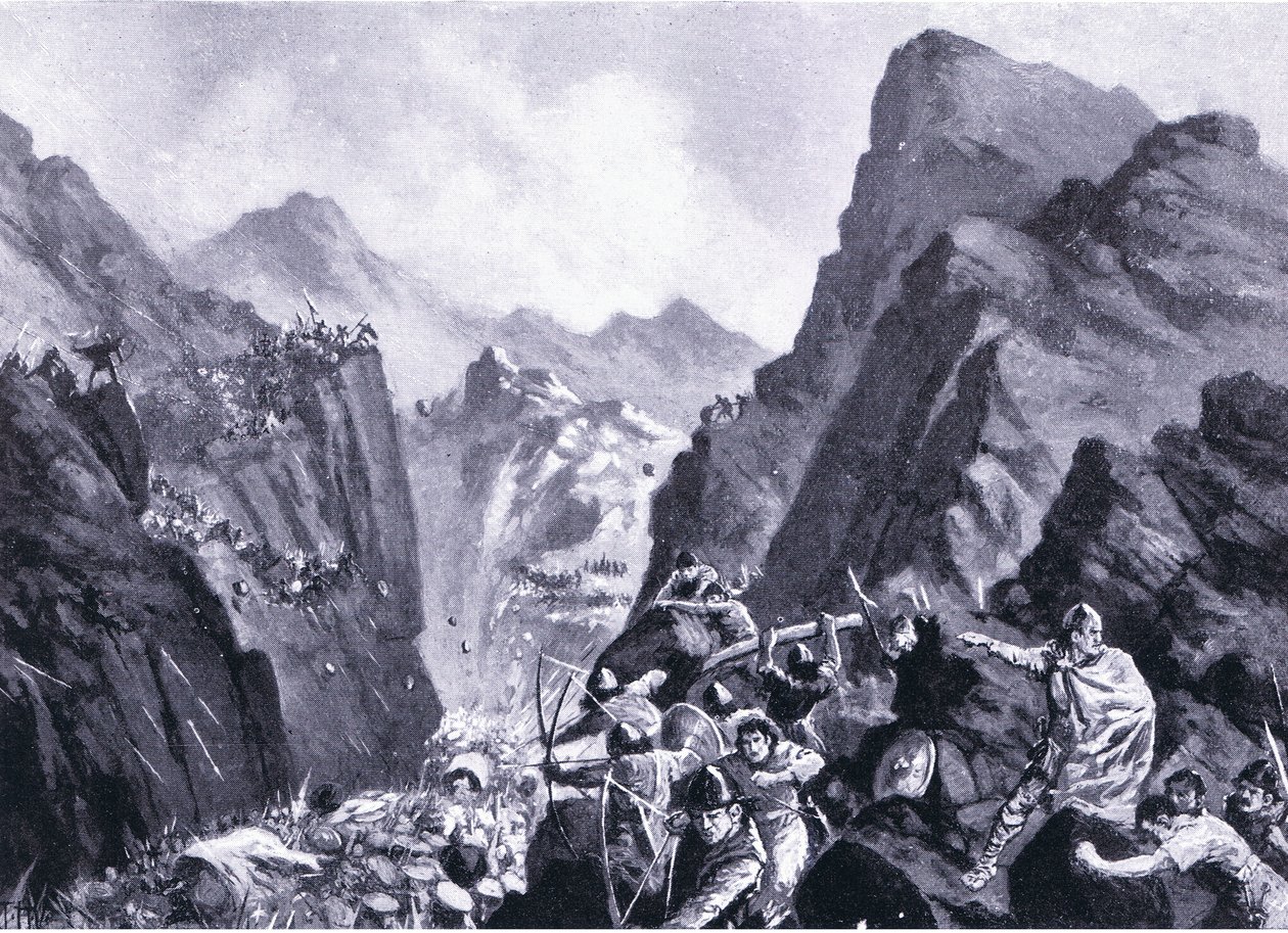 Zničení řecké armády, ilustrace z Hutchinsons History of the Nations VOL 4 kolem 20. let 20. století od John Harris Valda
