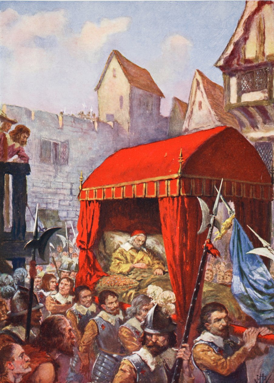 Příjezd kardinála Richelieu do Lyonu, ilustrace z „Hutchinsonových dějin národů“ od John Harris Valda