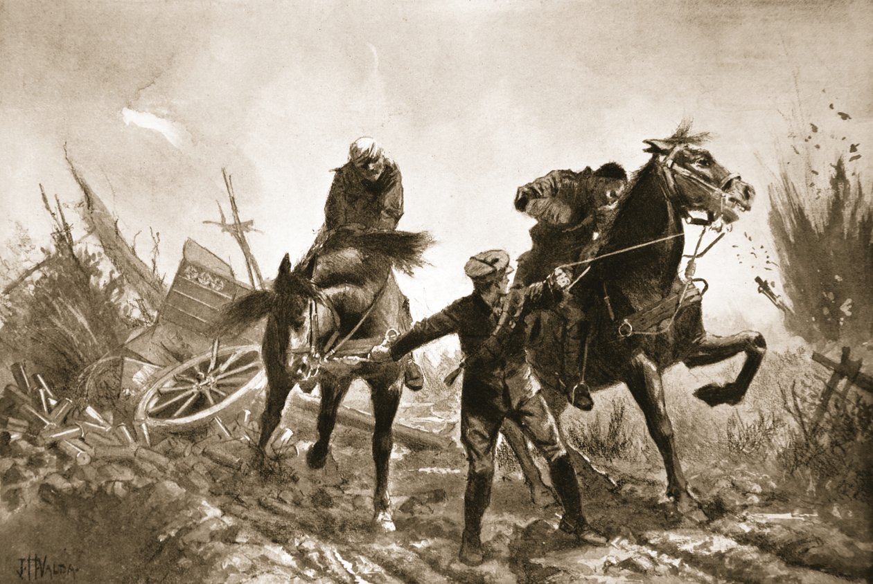Řidič Brown se vrací se zraněným na koni z palebné linie od John Harris Valda
