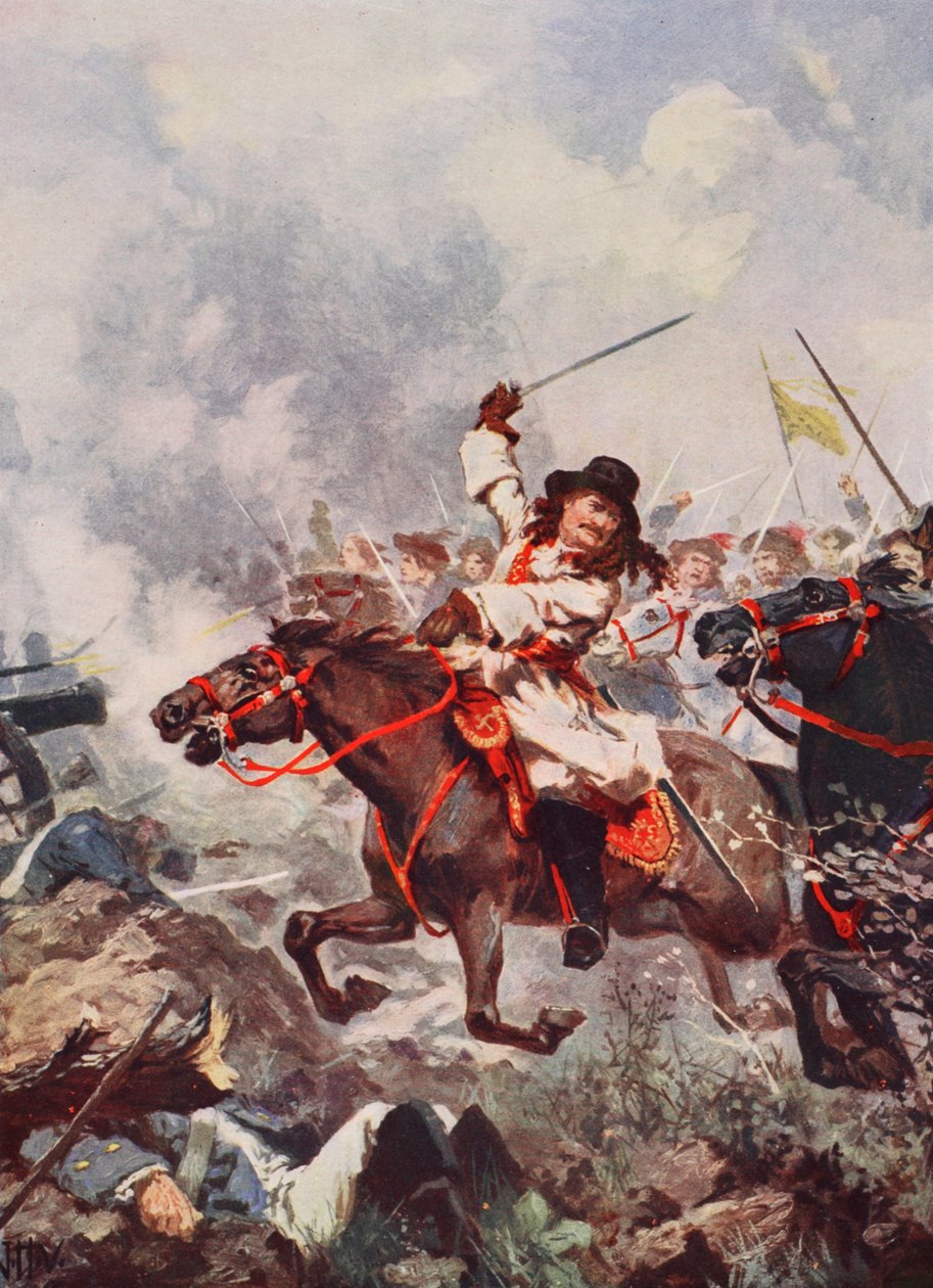 Frederick William, velký kurfiřt, ve Fehrbellinu (barevné lito) od John Harris Valda