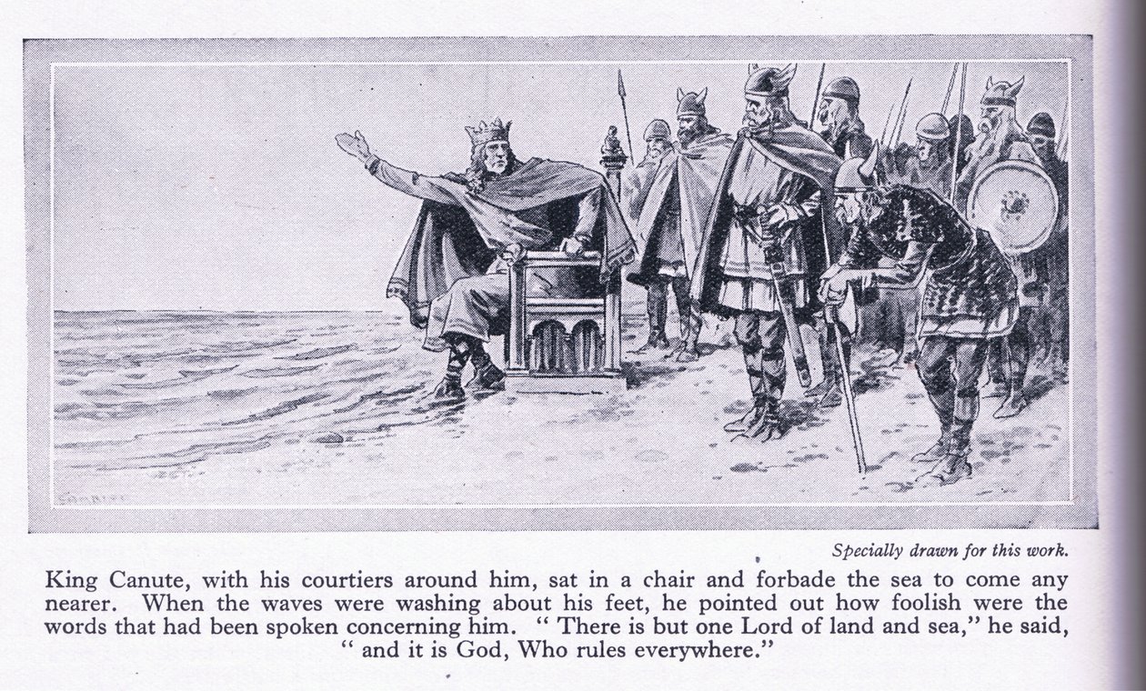Král Canute zakazuje vstoupit do moře, kolem roku 1950 od John Harris Valda