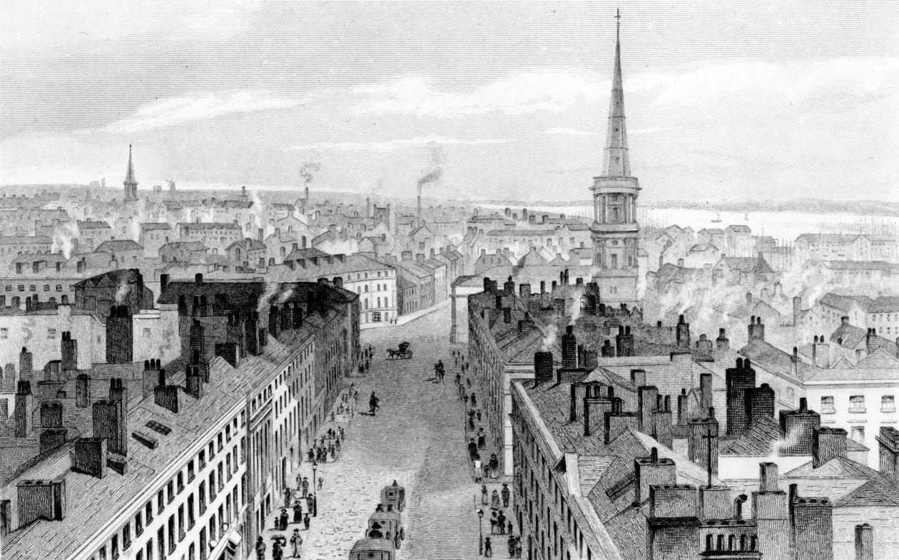 Liverpool z radnice při pohledu na jih, vyryto Johnem Rogersem, kolem roku 1830 od John Harwood
