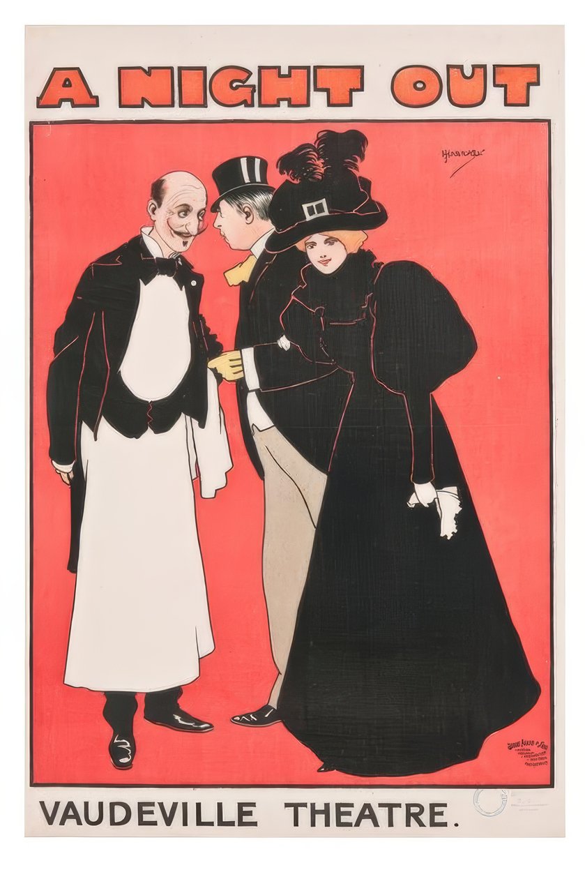 "Noc venku. Vaudeville Theatre" / J. Hassall / Plakat, 1897 od John Hassall