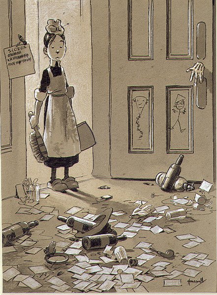 City Notes, Company Results (pero a inkoust, akvarel) od John Hassall
