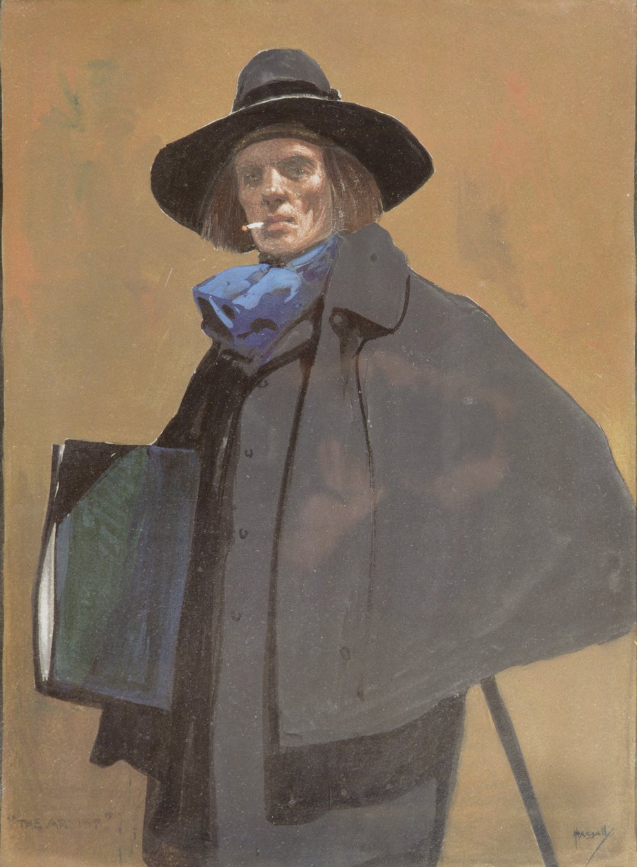 Portrét umělce, cca 1910 (akvarel na papíře) od John Hassall