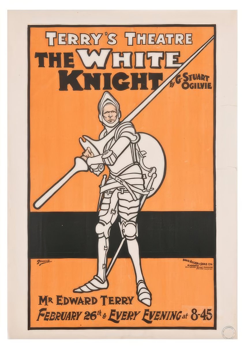 "Terrys Theatre. The White Knight" / J. Hassall / Plakat, 1898 od John Hassall