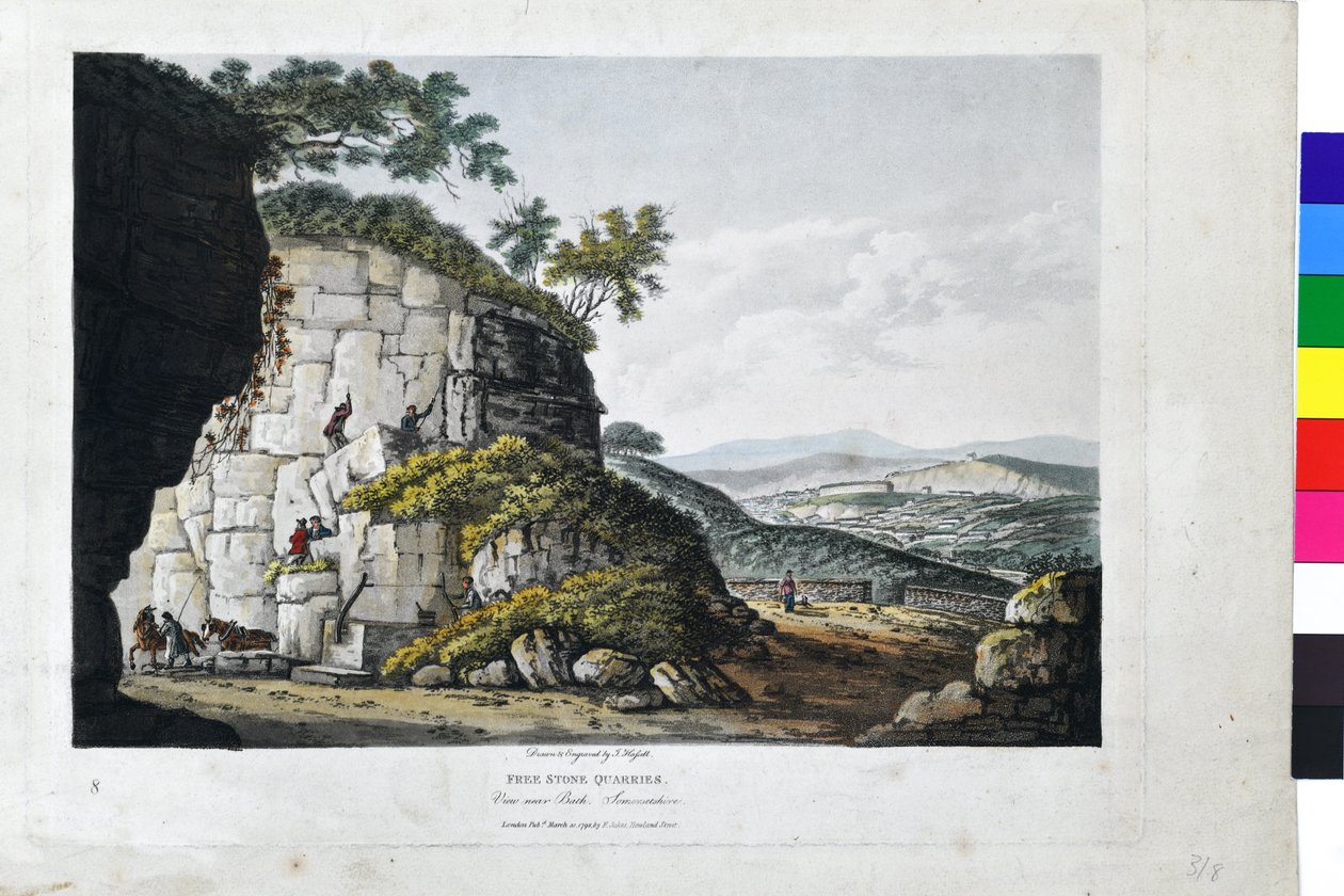 Volné kamenolomy. Pohled poblíž Bath, Somersetshire od John Hassell