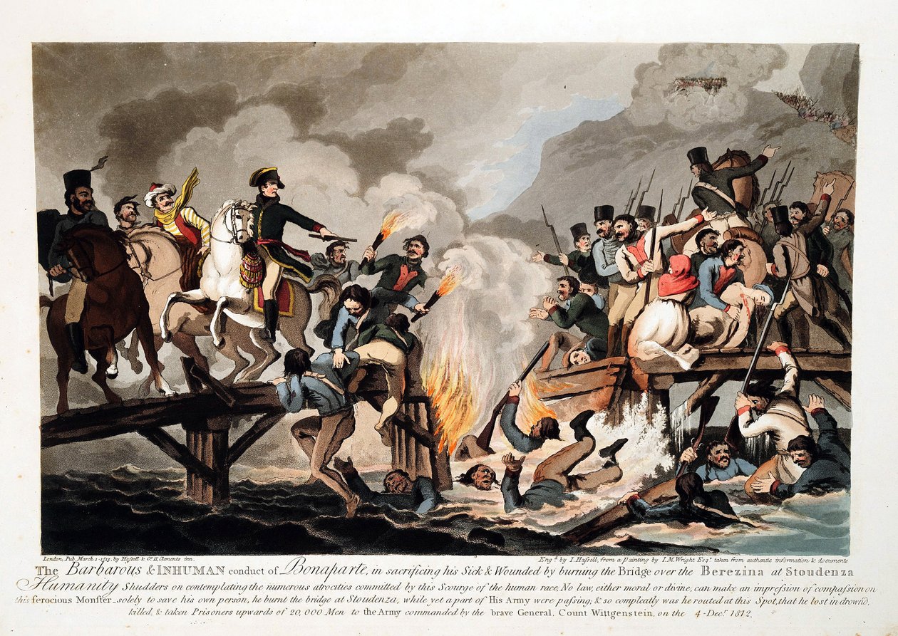 Francouzská armáda překračující Berezinu v listopadu 1812 - Hassell, John (1767-1825) - 1813 - Akvatinta - 41,6x57,6 - Soukromá sbírka od John Hassell