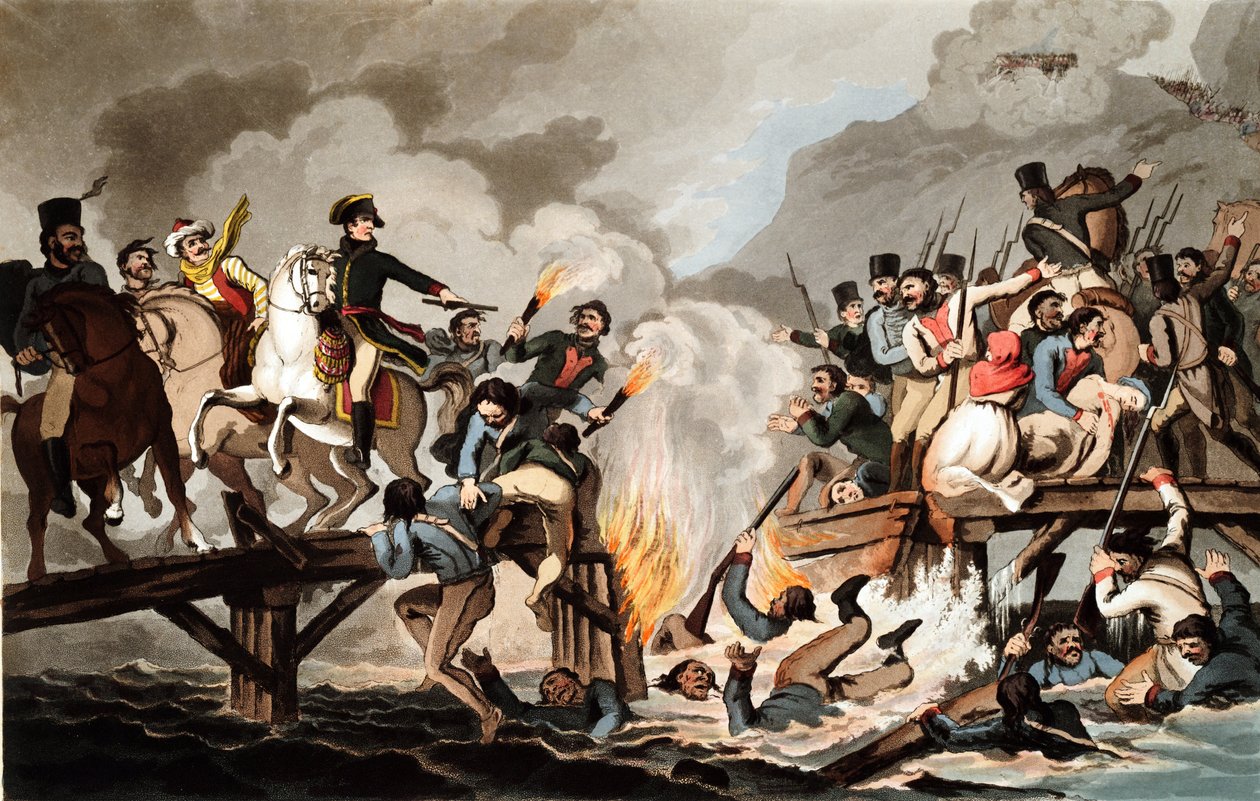 Napoleon I. a francouzská armáda překračují Berezinu v listopadu 1812 od John Hassell