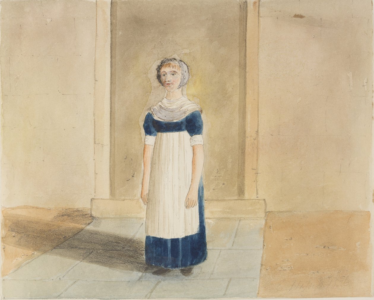 Portrét žáka z dívčí charitativní školy St Georges, King Street, Southwark, nyní známé jako Newcomen Street, 1826 (wc na papíře) od John Hassell