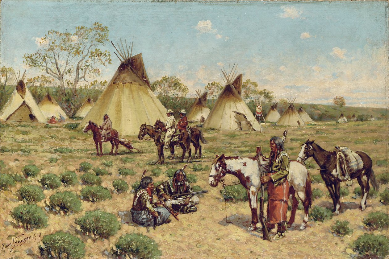 Siouxský tábor, Dikobraz, 1910 od John Hauser