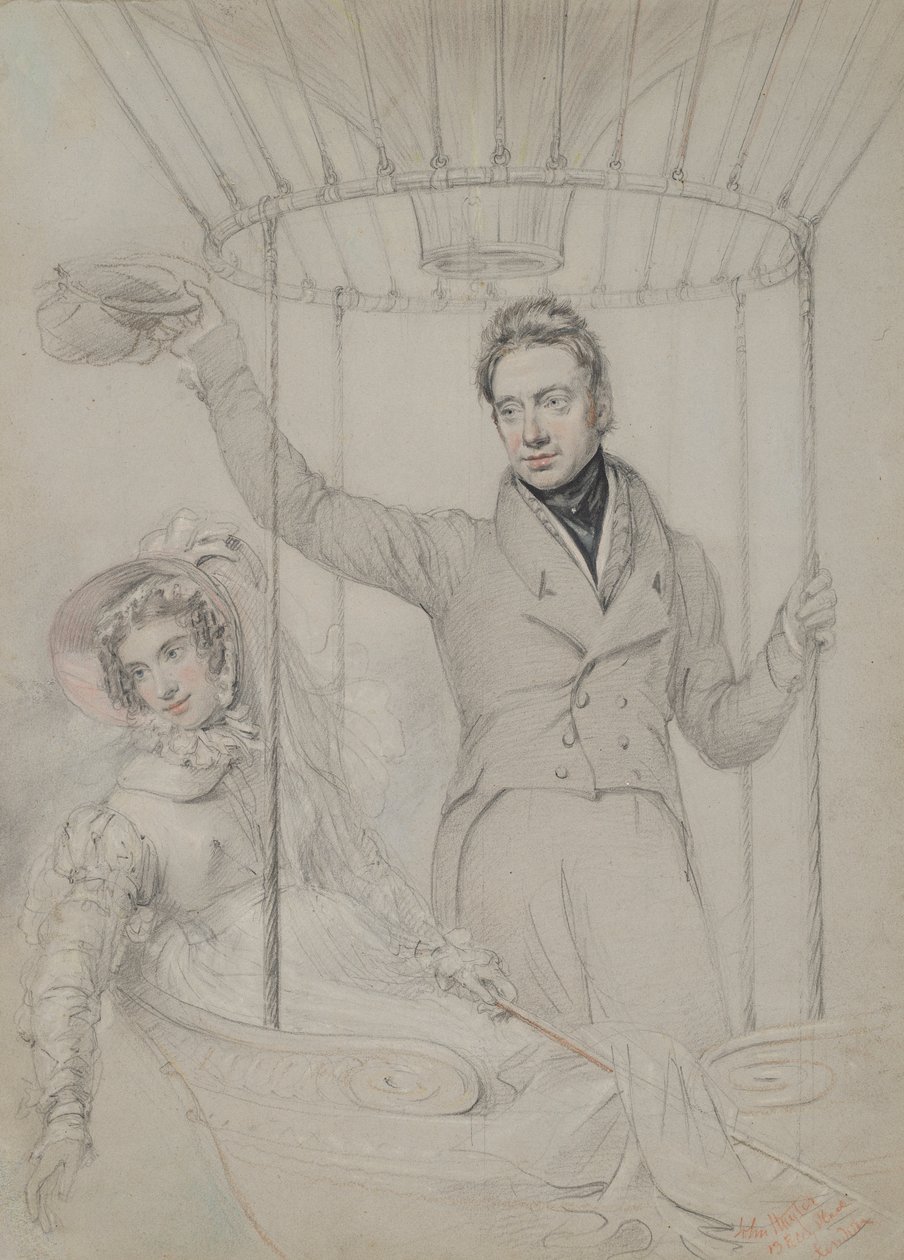 George Graham a jeho manželka Margaret, Výstup balónem, Londýn, 1823 od John Hayter