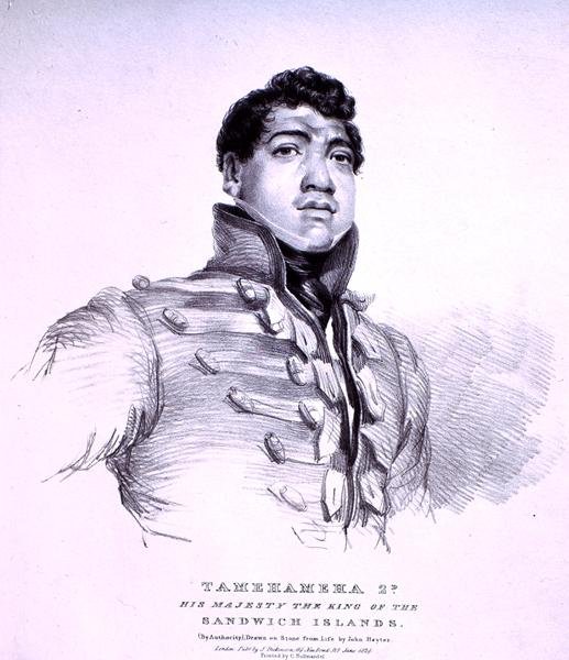 Tamehameha 2nd: Jeho Veličenstvo král Sandwichových ostrovů (litho) od John Hayter