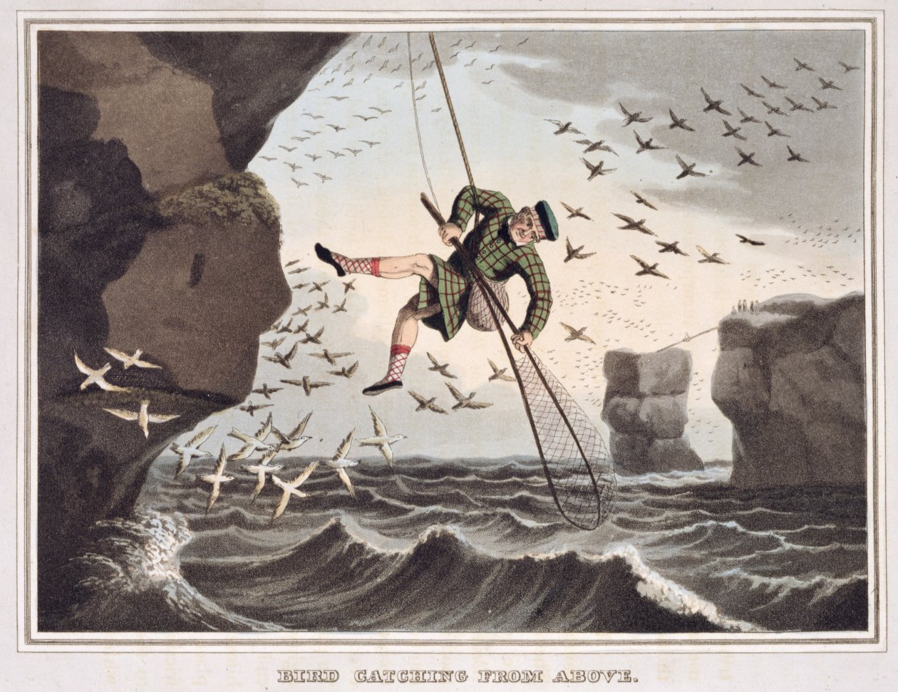 Chytání ptáků shora, vyryto Matthew Dubourg (fl.1785-1820), vydal Edward Orme, 1813 od John Heaviside Clark